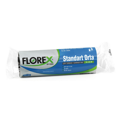 Florex Çöp Torbası Orta Standart 55x60 80gr Siyah 20 li 525