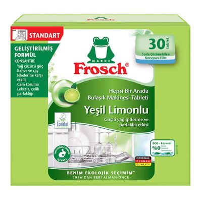 Frosch Bulaşık Makinesi Tableti Yeşil Limon Kokulu 30 lu