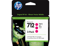 Hp - HP 712 Magenta Kırmızı 29ML 3Lü Paket Plotter Kartuşu 3ED78A