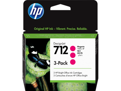 HP 712 Magenta Kırmızı 29ML 3Lü Paket Plotter Kartuşu 3ED78A