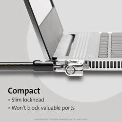 Kensington NanoSaver Güvenlik Yuvası için İnce Sıfırlanabilir Kombinasyon Dizüstü Bilgisayar Kilidi K60629WW - Thumbnail