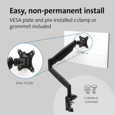 Kensington Tek Dokunuşla Yüksekliği Ayarlanabilir Tek Monitör Kolu - Siyah K59600WW