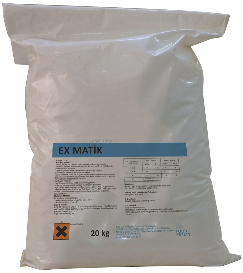 Kersia Ex Matik Sert Sularda Yıkamaya Uygun Ana Yıkama Deterjanı 20 Kg