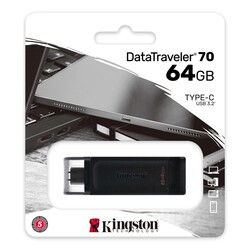 Kingston DT70 64GB USB-C 3.2 Gen 1 Type-C Flash Bellek - Thumbnail