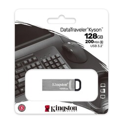 Kingston DTKN-128GB 128GB DataTraveler Kyson 200MB-s Metal USB 3.2 Gen 1 Flash Bellek - Thumbnail