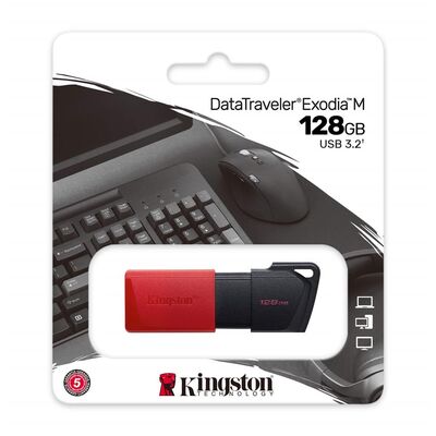 Kingston DTXM-128GB 128GB USB3.2 Gen1 DataTraveler Exodia M (Black + Red) Flash Bellek