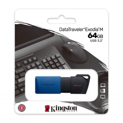 Kingston DTXM-64GB 64GB USB3.2 Gen 1 DataTraveler Exodia M (Black + Blue) Flash Bellek - Thumbnail