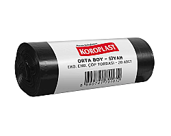 Koroplast Çöp Torbası Eko Endüstriyel Orta Boy 55x60 Siyah 20 li 80gr