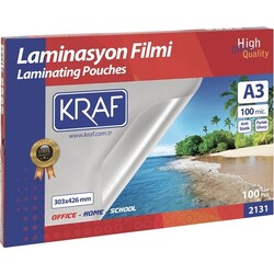 Kraf - Kraf Laminasyon Film A3 100 Micron 100 lü 2131 Kraf - Kraf Laminasyon Film A3 100 Micron 100 lü 2131
