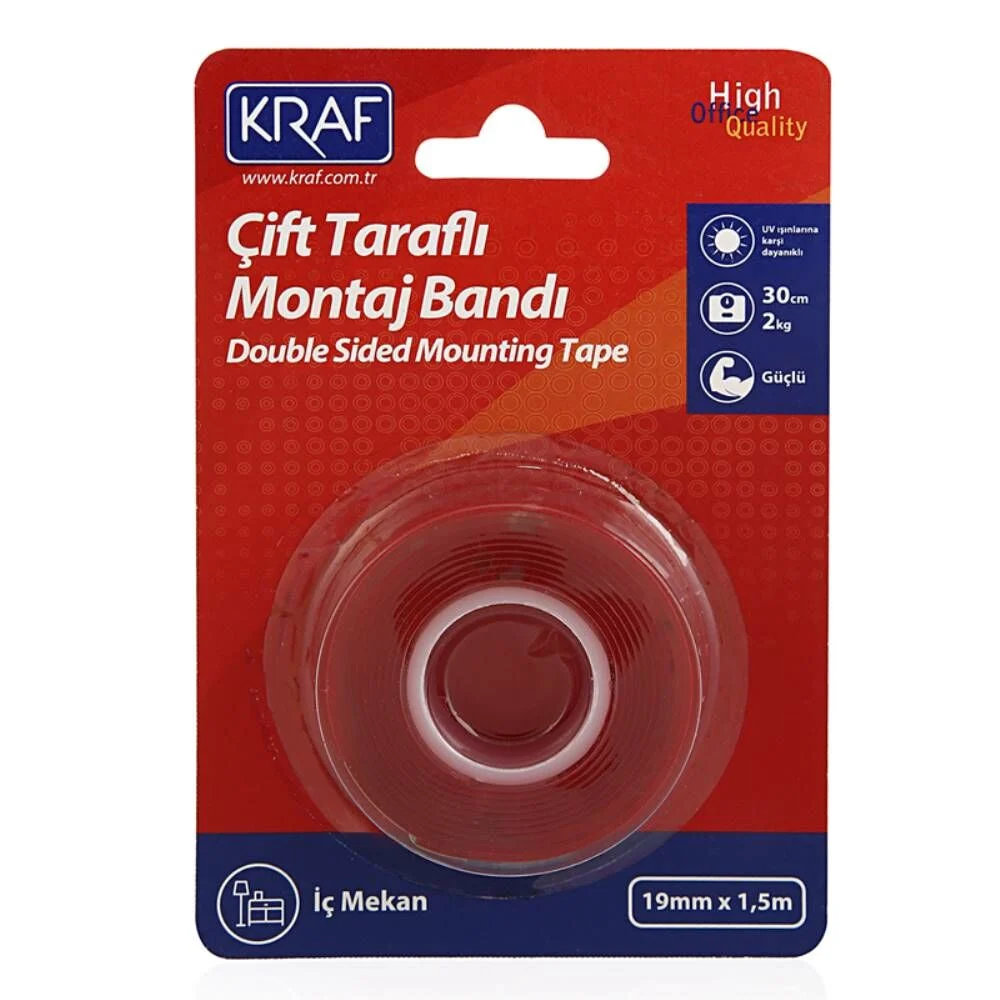 Kraf - Kraf Montaj Bandı Çift Taraflı İç Mekan 19mm x 1,5m 2530G