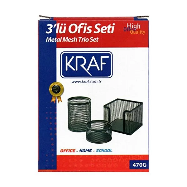 Kraf Ofis Seti 3 lü Metal Siyah 470G - Thumbnail