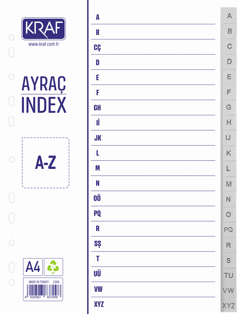 Kraf Separatör A-Z Dizini