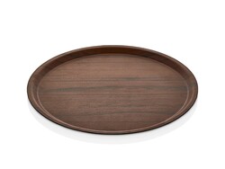 Muhtelif - Kraft Kaymaz Tepsi Ahşap Görünümlü Yuvarlak 38cm