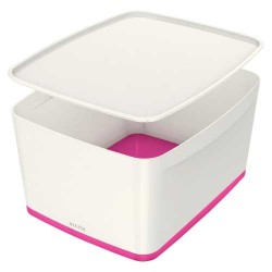 Leitz MyBox Kapaklı Geniş Saklama Kutusu Pembe Beyaz - Thumbnail