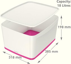 Leitz MyBox Kapaklı Geniş Saklama Kutusu Pembe Beyaz - Thumbnail