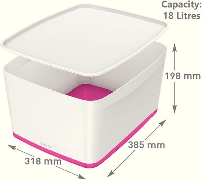 Leitz MyBox Kapaklı Geniş Saklama Kutusu Pembe Beyaz
