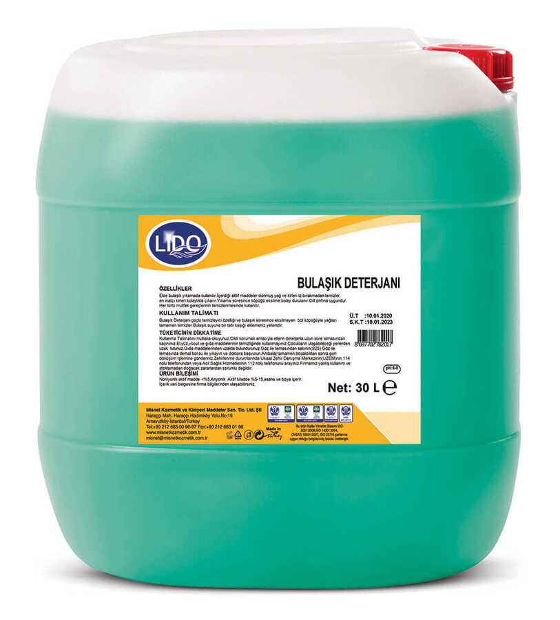 Lido Bulaşık Deterjanı Sıvı Yeşil-limon 30kg 