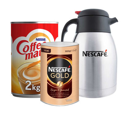 Set Nescafe Gold 900 gr + Coffee Mate Kahve Kreması 2000 gr Termos Hediyeli