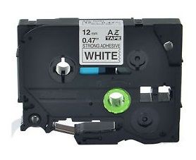 Muadil P-Touch TZ-tape 12mm Etiket Beyaz-Siyah 12TZE231
