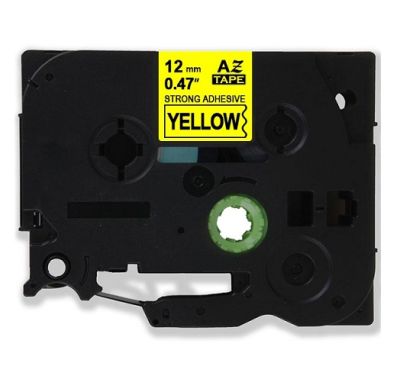 Muadil P-Touch TZ-tape 12mm Etiket Sarı-Siyah 12TZE631