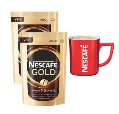 Set 2 Adet Nescafe Gold Eko Paket 200 gr Nescafe Bardak Hediyeli