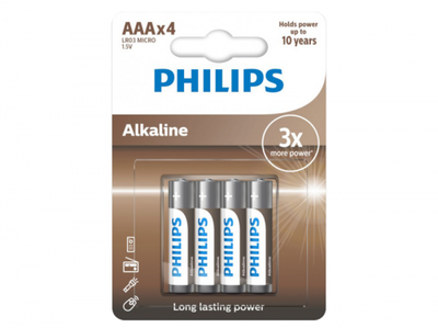 Philips Alkalin 4lü AAA İnce Pil LR03A4B/10