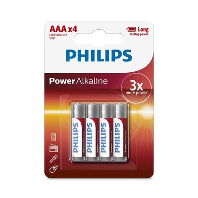 Philips Power Alkalin Pil AAA X4 Lr03P4B/05