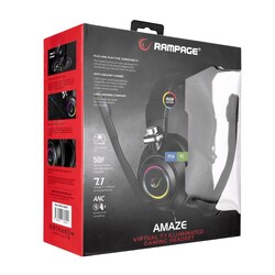 Rampage RM-K20 AMAZE Siyah USB 7.1 Noice Cancelling Mic RGB Ledli Gaming Oyuncu Mikrofonlu Kulaklık - Thumbnail