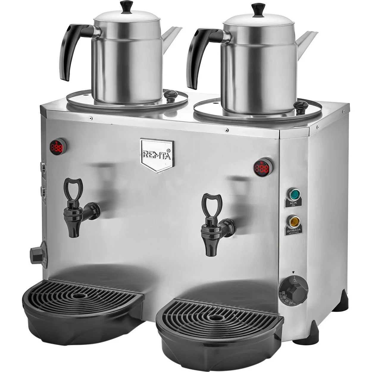 Remta Çift Demlikli Jumbo Çay Makinesi 9+9 lt DE15 Krom