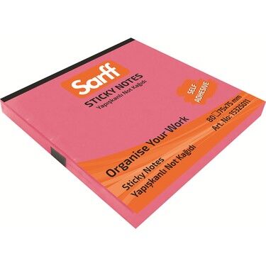 Sarff 75X75mm Neon Pembe Yapışkanlı Not Kağıdı - 80yp