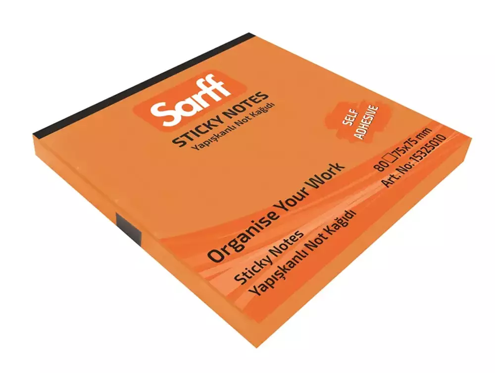 Sarff 75X75mm Neon Turuncu Yapışkanlı Not Kağıdı - 80yp
