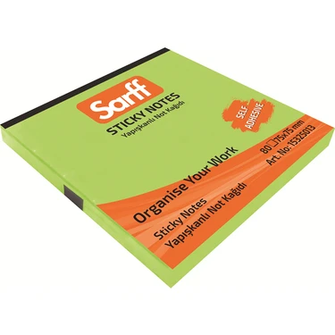 Sarff - Sarff 75X75mm Neon Yeşil Yapışkanlı Not Kağıdı - 80yp