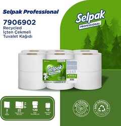 Selpak Tuvalet Kağıdı Professional Recyled İçten Çekmeli 120m 6 lı 7906902 - Thumbnail