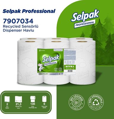 Selpak Havlu Sensörlü 21cm 135 mt 6 Rulo Geri Dönüşümlü - 2