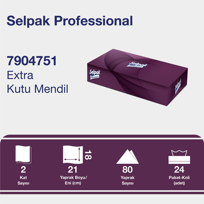 Selpak Professional Extra Kutu Mendil 18x21cm 80 Yaprak  - 2