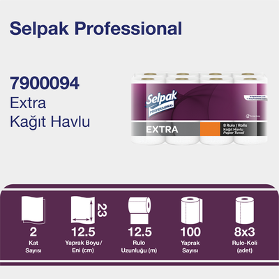 Selpak Professionel Extra Rulo Havlu 8li