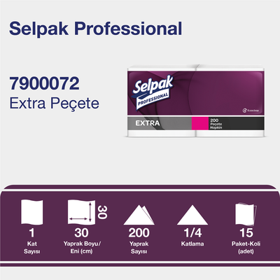 Selpak Professionel Extra Peçete 200′lü 30x30