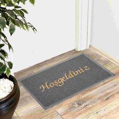 Sermat Kıvırcık Paspas Hoşgeldiniz Gri 40x70cm