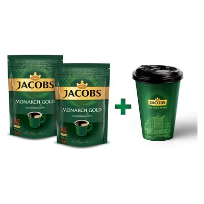 Set 2 Adet Jacobs Monarch Gold Kahve 200gr + Thermo Cup
