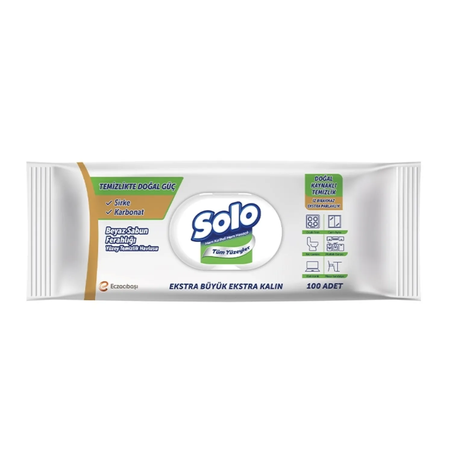 Solo Yüzey Temizlik Havlusu Doğal Güç Beyaz Sabun 100yp 7906894