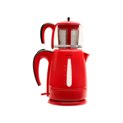Sunny Çay Makinesi Cam Demlikli Harmoni - Kırmızı