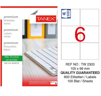 Tanex Etiket A4 Laser 105mmx99mm Tw-2303