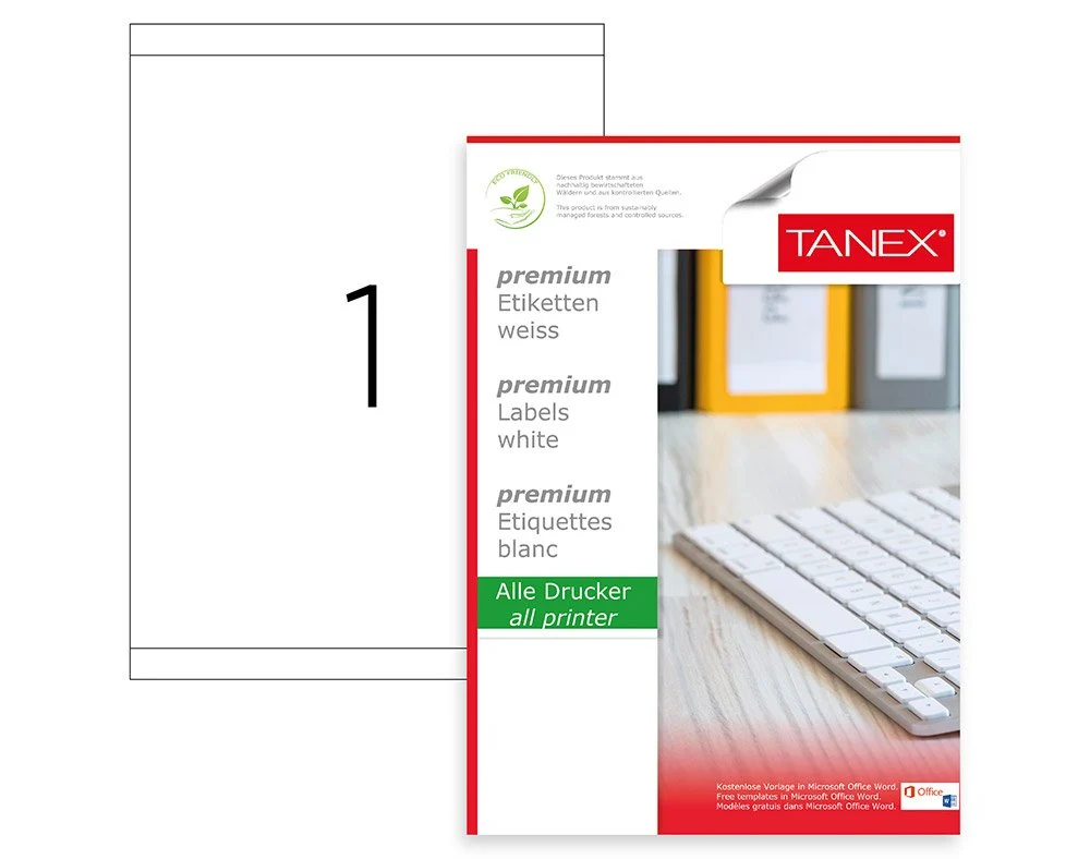 Tanex Etiket A4 Laser 210mmx280mm Tw-2100