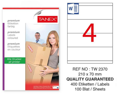Tanex Etiket A4 Laser 210mmx70mm Tw-2370