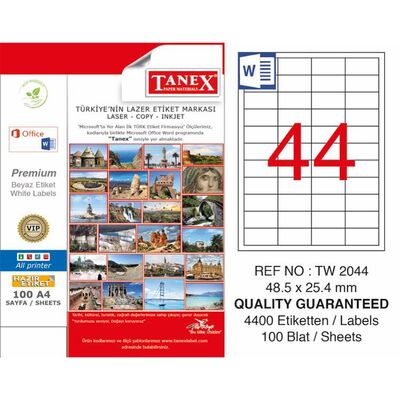 Tanex Etiket Laser 48.5x25.4mm TW-2044