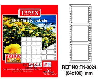 Tanex Etiket Sürekli Form 64mmx100mm TN002410