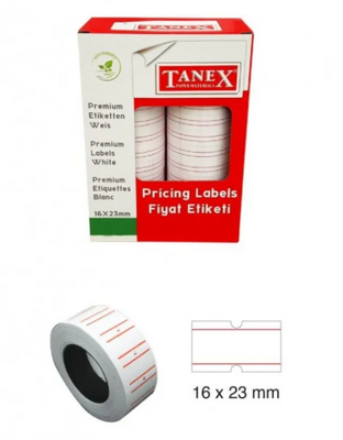 Tanex Fiyat Etiketi Çizgili 16x23 mm 6600 12li 5297