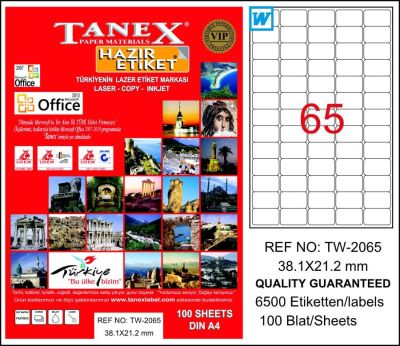 Tanex Laser Etiket 38.1mmx21.2mm TW-2065