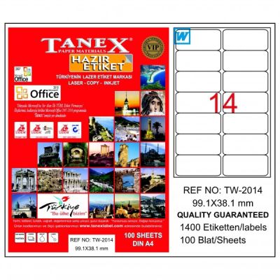 Tanex Laser Etiket 99.1mmx38.1mm TW-2014