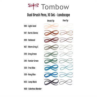 Tombow AB-T Dual Brush Pen G.Kalem Seti Peyzaj Renkleri 10lu